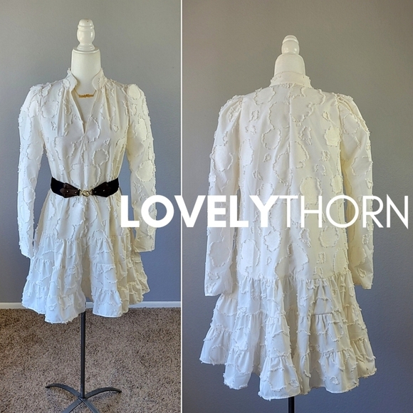 H&M // ltd ed blogger fave jacquard weave puff sleeve flare mini rocky barnes - Picture 14 of 16